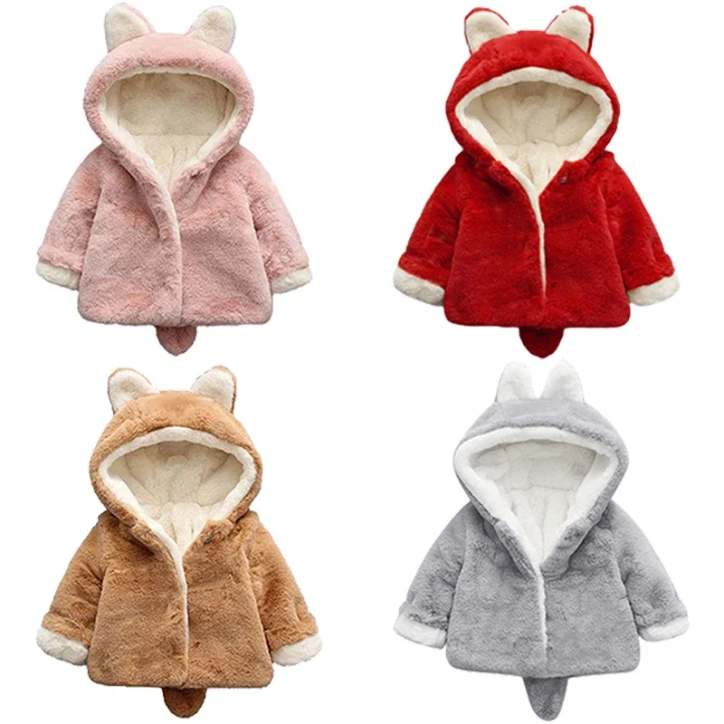 Cute Cat Ears Plush Baby Jacke - огляд і ціна Baby Xmas Clothing
