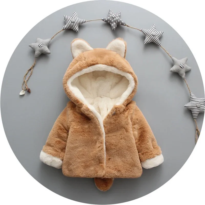 Cute Cat Ears Plush Baby Jacke - огляд і ціна Baby Xmas Clothing